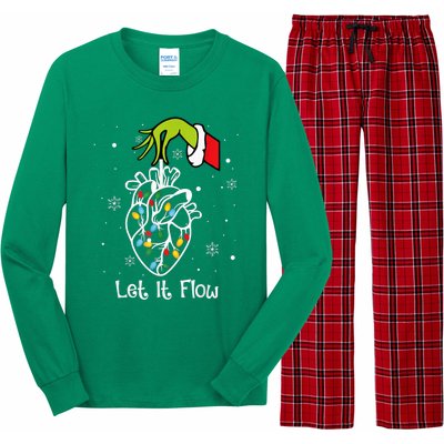 Funny Let It Flow Anatomy Heart Cardiac Nurse Santa Hat Xmas Long Sleeve Pajama Set