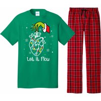 Funny Let It Flow Anatomy Heart Cardiac Nurse Santa Hat Xmas Pajama Set