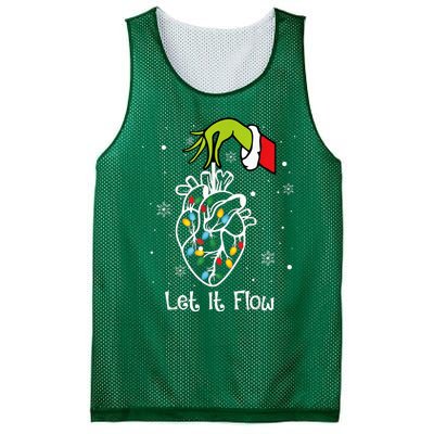 Funny Let It Flow Anatomy Heart Cardiac Nurse Santa Hat Xmas Mesh Reversible Basketball Jersey Tank