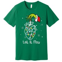 Funny Let It Flow Anatomy Heart Cardiac Nurse Santa Hat Xmas Premium T-Shirt