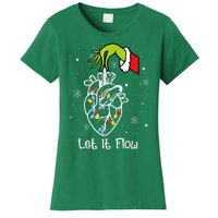 Funny Let It Flow Anatomy Heart Cardiac Nurse Santa Hat Xmas Women's T-Shirt