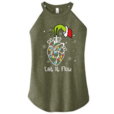 Funny Let It Flow Anatomy Heart Cardiac Nurse Santa Hat Xmas Women's Perfect Tri Rocker Tank