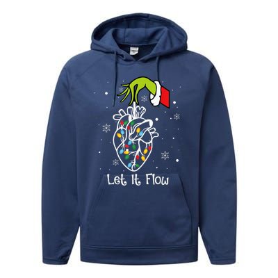 Funny Let It Flow Anatomy Heart Cardiac Nurse Santa Hat Xmas Performance Fleece Hoodie