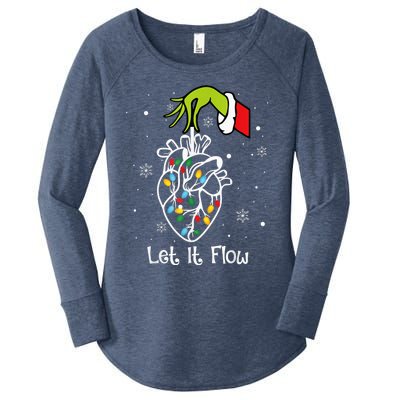 Funny Let It Flow Anatomy Heart Cardiac Nurse Santa Hat Xmas Women's Perfect Tri Tunic Long Sleeve Shirt