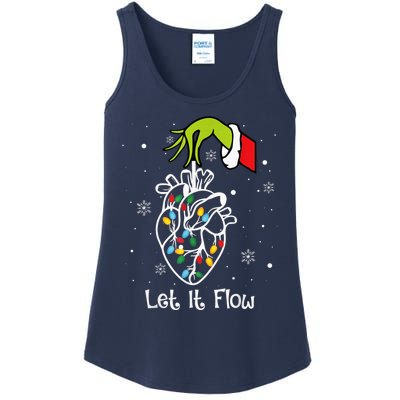 Funny Let It Flow Anatomy Heart Cardiac Nurse Santa Hat Xmas Ladies Essential Tank