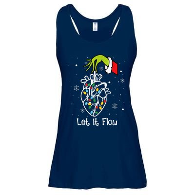 Funny Let It Flow Anatomy Heart Cardiac Nurse Santa Hat Xmas Ladies Essential Flowy Tank