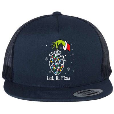 Funny Let It Flow Anatomy Heart Cardiac Nurse Santa Hat Xmas Flat Bill Trucker Hat