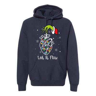 Funny Let It Flow Anatomy Heart Cardiac Nurse Santa Hat Xmas Premium Hoodie