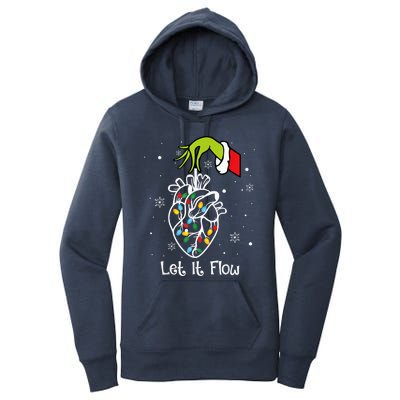 Funny Let It Flow Anatomy Heart Cardiac Nurse Santa Hat Xmas Women's Pullover Hoodie