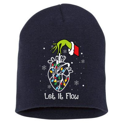 Funny Let It Flow Anatomy Heart Cardiac Nurse Santa Hat Xmas Short Acrylic Beanie