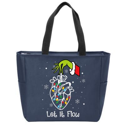 Funny Let It Flow Anatomy Heart Cardiac Nurse Santa Hat Xmas Zip Tote Bag