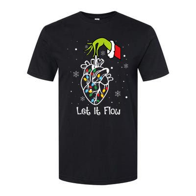 Funny Let It Flow Anatomy Heart Cardiac Nurse Santa Hat Xmas Softstyle CVC T-Shirt