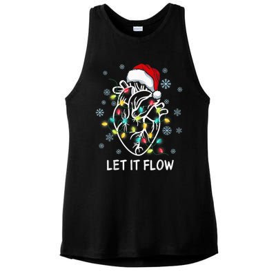 Funny Let It Flow Anatomy Heart Cardiac Nurse Santa Hat Xmas Ladies PosiCharge Tri-Blend Wicking Tank