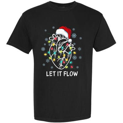 Funny Let It Flow Anatomy Heart Cardiac Nurse Santa Hat Xmas Garment-Dyed Heavyweight T-Shirt