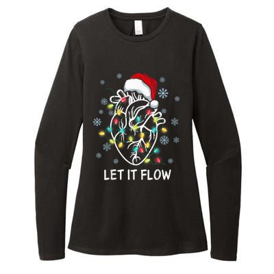 Funny Let It Flow Anatomy Heart Cardiac Nurse Santa Hat Xmas Womens CVC Long Sleeve Shirt