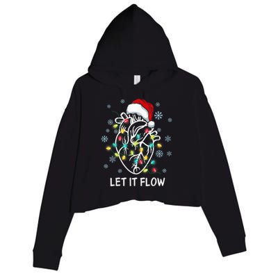 Funny Let It Flow Anatomy Heart Cardiac Nurse Santa Hat Xmas Crop Fleece Hoodie