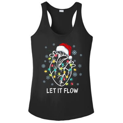 Funny Let It Flow Anatomy Heart Cardiac Nurse Santa Hat Xmas Ladies PosiCharge Competitor Racerback Tank