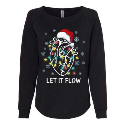 Funny Let It Flow Anatomy Heart Cardiac Nurse Santa Hat Xmas Womens California Wash Sweatshirt