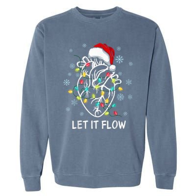 Funny Let It Flow Anatomy Heart Cardiac Nurse Santa Hat Xmas Garment-Dyed Sweatshirt