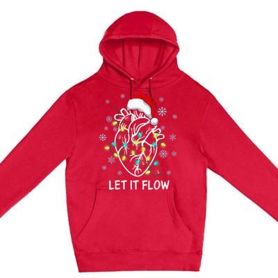 Funny Let It Flow Anatomy Heart Cardiac Nurse Santa Hat Xmas Premium Pullover Hoodie