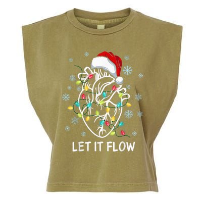 Funny Let It Flow Anatomy Heart Cardiac Nurse Santa Hat Xmas Garment-Dyed Women's Muscle Tee