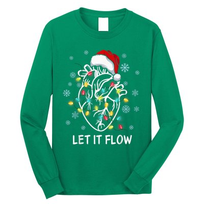 Funny Let It Flow Anatomy Heart Cardiac Nurse Santa Hat Xmas Long Sleeve Shirt