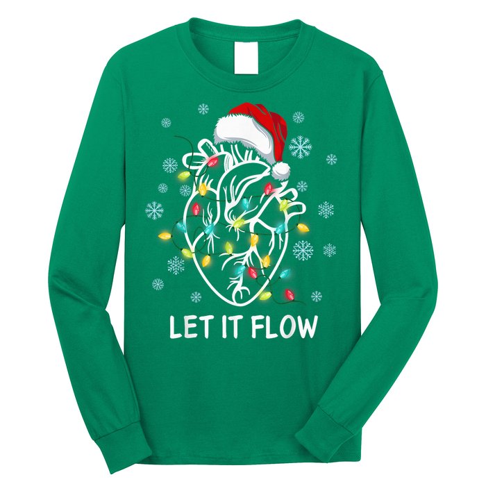 Funny Let It Flow Anatomy Heart Cardiac Nurse Santa Hat Xmas Long Sleeve Shirt