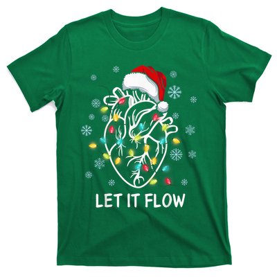 Funny Let It Flow Anatomy Heart Cardiac Nurse Santa Hat Xmas T-Shirt