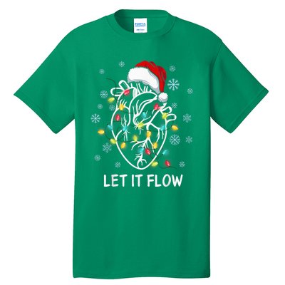 Funny Let It Flow Anatomy Heart Cardiac Nurse Santa Hat Xmas Tall T-Shirt