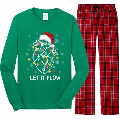 Funny Let It Flow Anatomy Heart Cardiac Nurse Santa Hat Xmas Long Sleeve Pajama Set