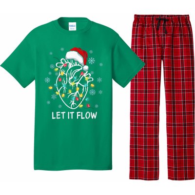 Funny Let It Flow Anatomy Heart Cardiac Nurse Santa Hat Xmas Pajama Set