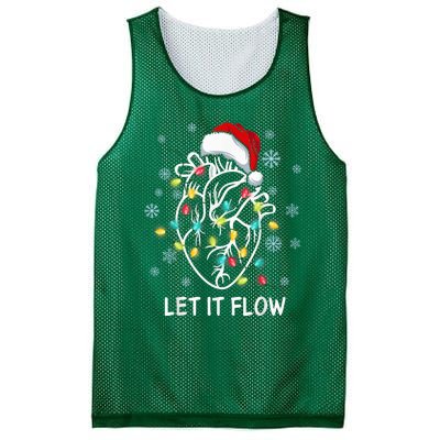 Funny Let It Flow Anatomy Heart Cardiac Nurse Santa Hat Xmas Mesh Reversible Basketball Jersey Tank