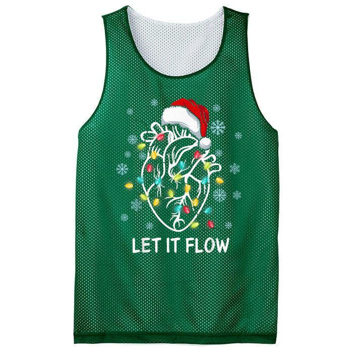 Funny Let It Flow Anatomy Heart Cardiac Nurse Santa Hat Xmas Mesh Reversible Basketball Jersey Tank