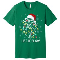 Funny Let It Flow Anatomy Heart Cardiac Nurse Santa Hat Xmas Premium T-Shirt