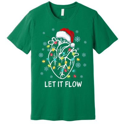 Funny Let It Flow Anatomy Heart Cardiac Nurse Santa Hat Xmas Premium T-Shirt