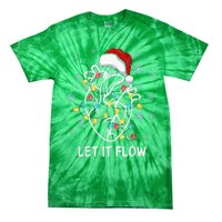 Funny Let It Flow Anatomy Heart Cardiac Nurse Santa Hat Xmas Tie-Dye T-Shirt