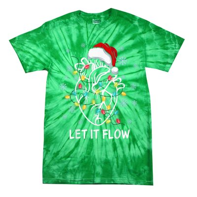 Funny Let It Flow Anatomy Heart Cardiac Nurse Santa Hat Xmas Tie-Dye T-Shirt