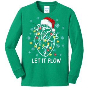 Funny Let It Flow Anatomy Heart Cardiac Nurse Santa Hat Xmas Kids Long Sleeve Shirt