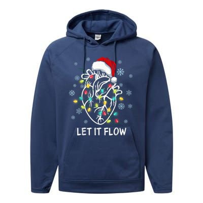 Funny Let It Flow Anatomy Heart Cardiac Nurse Santa Hat Xmas Performance Fleece Hoodie