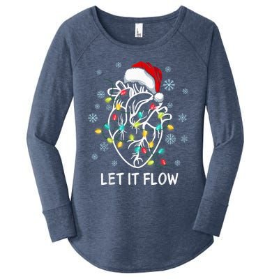 Funny Let It Flow Anatomy Heart Cardiac Nurse Santa Hat Xmas Women's Perfect Tri Tunic Long Sleeve Shirt