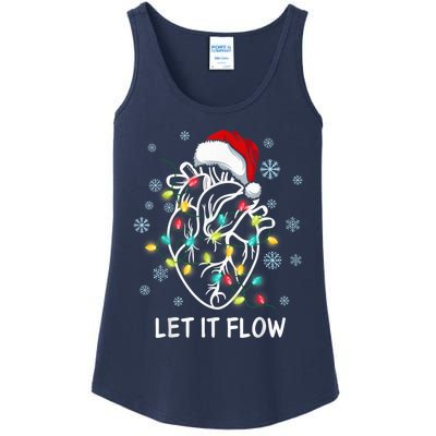 Funny Let It Flow Anatomy Heart Cardiac Nurse Santa Hat Xmas Ladies Essential Tank