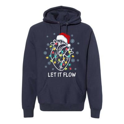 Funny Let It Flow Anatomy Heart Cardiac Nurse Santa Hat Xmas Premium Hoodie