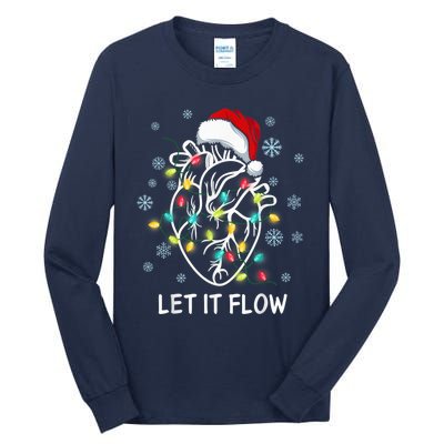 Funny Let It Flow Anatomy Heart Cardiac Nurse Santa Hat Xmas Tall Long Sleeve T-Shirt