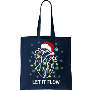 Funny Let It Flow Anatomy Heart Cardiac Nurse Santa Hat Xmas Tote Bag