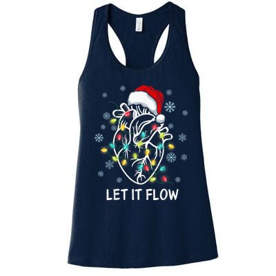 Funny Let It Flow Anatomy Heart Cardiac Nurse Santa Hat Xmas Women's Racerback Tank