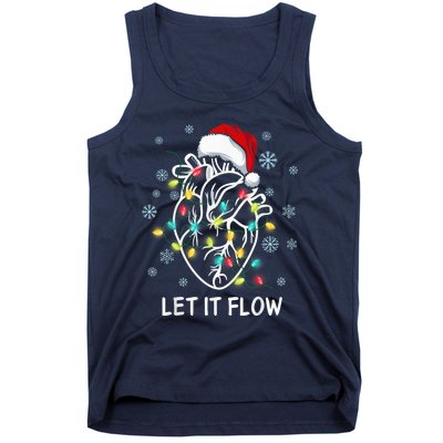 Funny Let It Flow Anatomy Heart Cardiac Nurse Santa Hat Xmas Tank Top