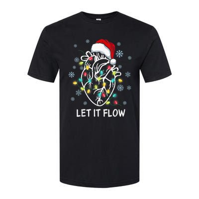 Funny Let It Flow Anatomy Heart Cardiac Nurse Santa Hat Xmas Softstyle CVC T-Shirt