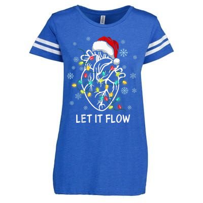 Funny Let It Flow Anatomy Heart Cardiac Nurse Santa Hat Xmas Enza Ladies Jersey Football T-Shirt