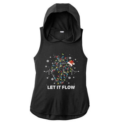 Funny Let It Flow Anatomy Heart Cardiac Nurse Santa Hat Xmas Ladies PosiCharge Tri-Blend Wicking Draft Hoodie Tank