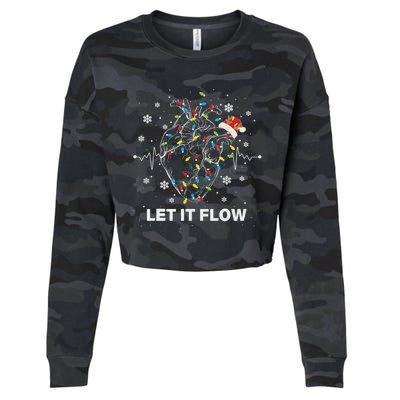 Funny Let It Flow Anatomy Heart Cardiac Nurse Santa Hat Xmas Cropped Pullover Crew